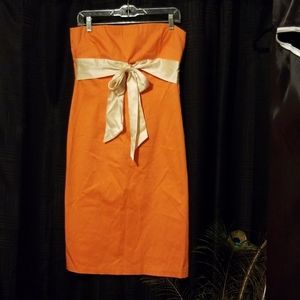 Vintage Lillie Rubin Strapless Orange Dress Size 8